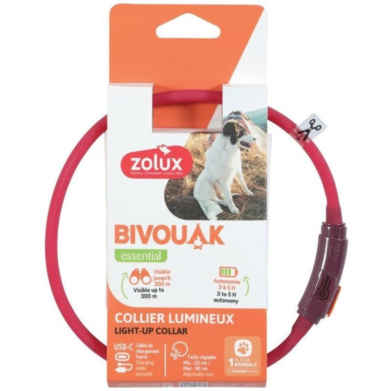 ZOLUX COLLARE LUMINOSO PUPPY ROSSO