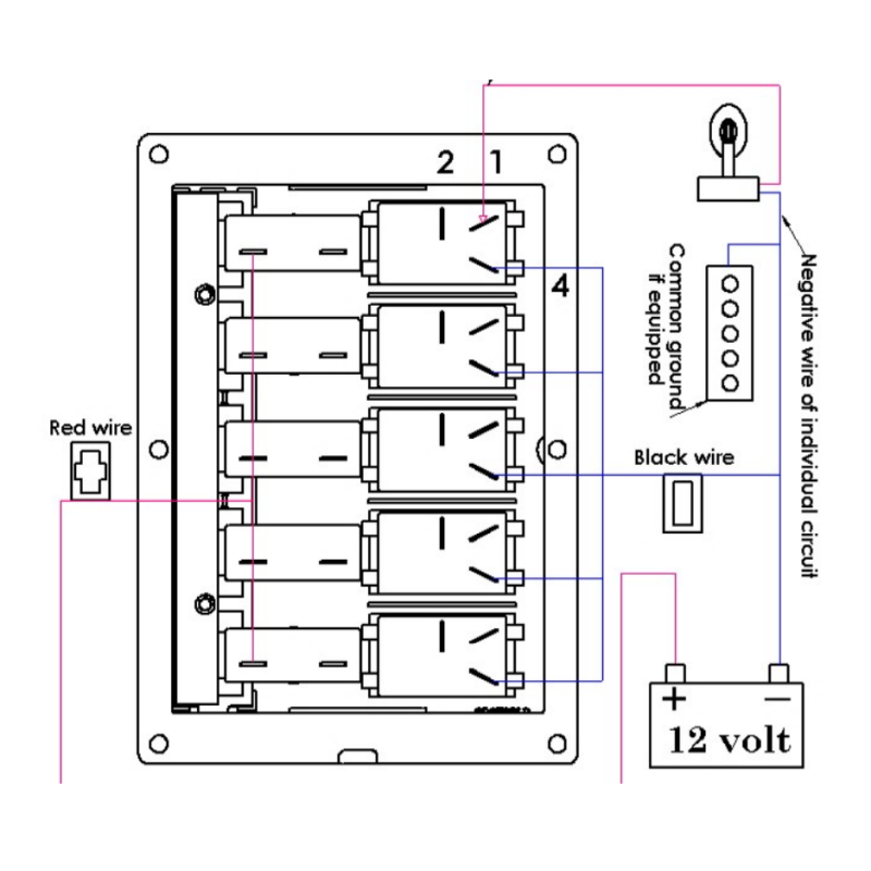 OSCULATI PANNELLO 5 INTERRUTTORI IN GRAFITE