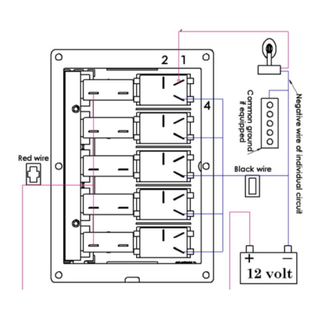 OSCULATI PANNELLO 5 INTERRUTTORI IN GRAFITE