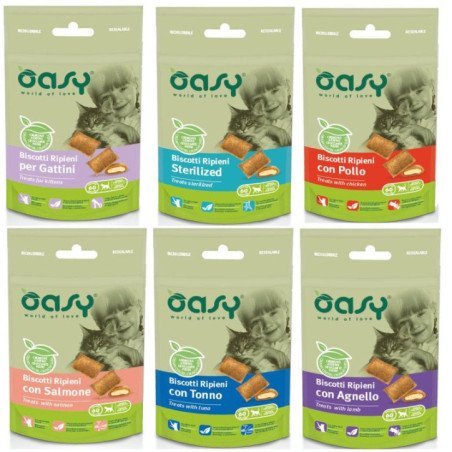 OASY GATTO SNACK BISCOTTI RIPIENI 60GR