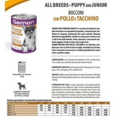 GEMON POLLO E TACCHINO BOCCONI CANE 1250gr