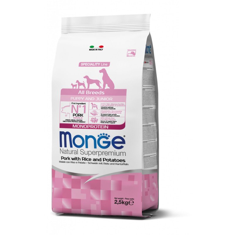 MONGE CROCCANTINI ALL BREEDS PUPPY JUNIOR MAIALE RISO E PATATE