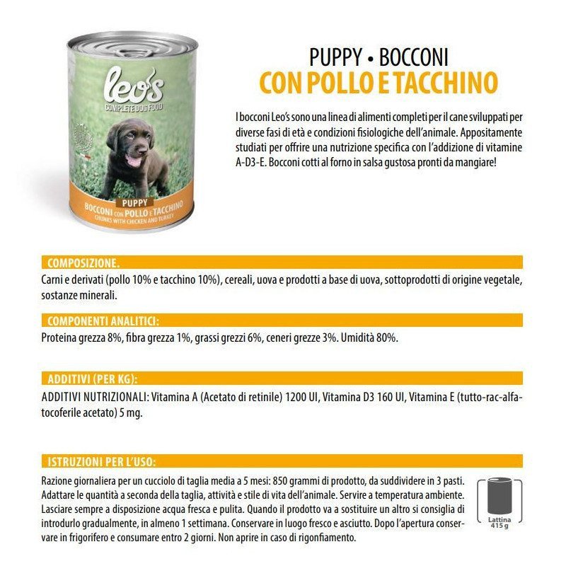 LEO'S SELVAGGINA LATTINE BOCCONI PER CANI 415GR