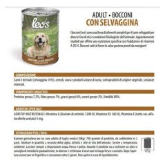LEO'S SELVAGGINA LATTINE BOCCONI PER CANI 415GR