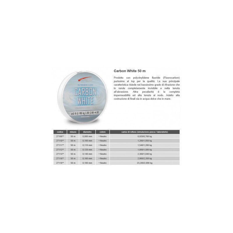 TUBERTINI CARBON WHITE FLUOROCARBON 50MT