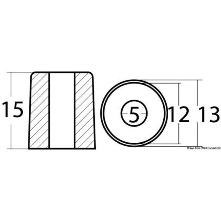 OSCULATI ANODO A CILINDRO PER YAMAHA 2,5/9,9 HP ZINCO