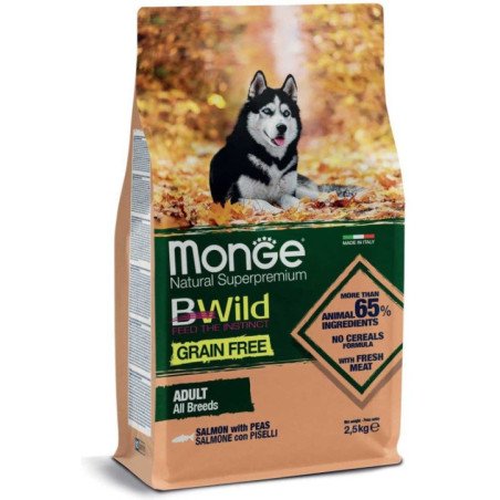 MONGE BWILD CROCCANTINI ALL BREEDS ADULT SALMONE CON PISELLI