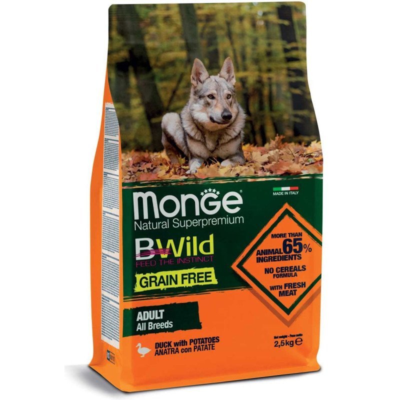 MONGE BWILD CROCCANTINI ALL BREEDS ADULT ANATRA CON PATATE