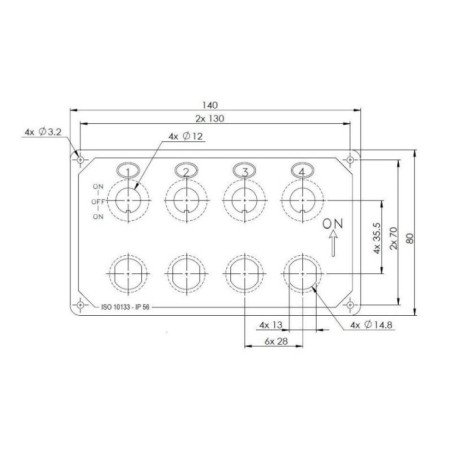 OSCULATI PANNELLO 4 INTERRUTTORI CON FUSIBILI ORIZZONTALE