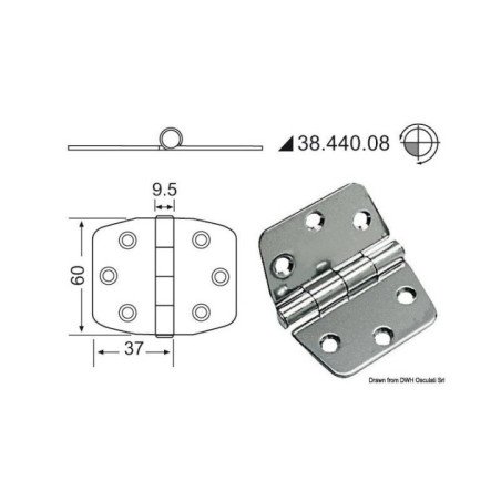 OSCULATI CERNIERA INOX 74X60MM