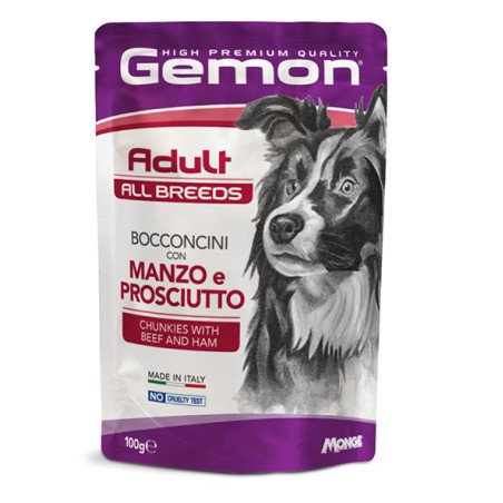 GEMON MANZO E PROSCIUTTO BOCCONCINI BUSTINE CANE 100gr