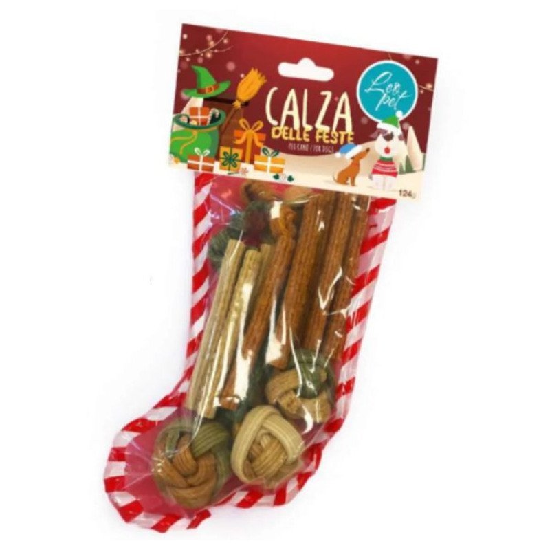 LEOPET CANE CALZA REGALO CON SNACK