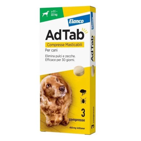 ELANCO ADTAB ANTIPARASSITARIO 11-22 KG COMPRESSE MASTICABILI