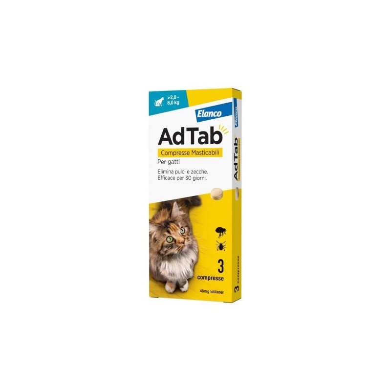 ELANCO ADTAB ANTIPARASSITARIO 2,0-8,0 KG COMPRESSE MASTICABILI