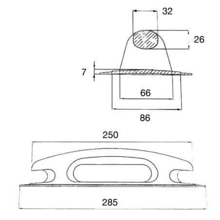 OSCULATI MANIGLIA BITTA GRIGIO CHIARO 284X116MM
