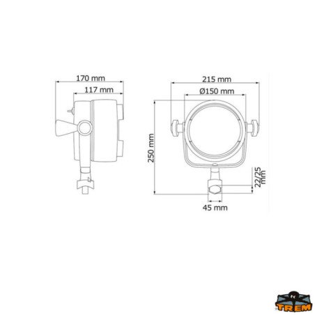 TREM PROIETTORE ALOGENO PER TUBO MM22/25