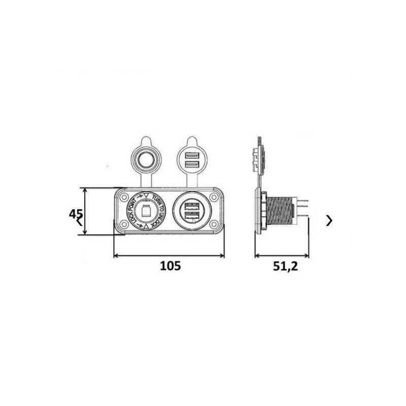 TREM PRESA 2 PORTE USB CON 1 ACCENDISIGARI