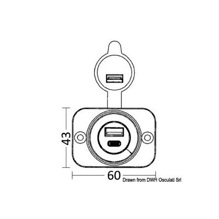 OSCULATI PRESA INCASSO DOPPIA USB TYPE-A + TYPE C NERA