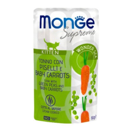 MONGE SUPREME KITTEN TONNO PISELLI E CAROTE 80GR