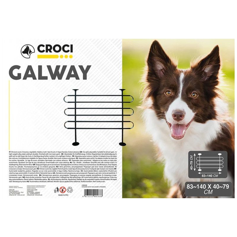 CROCI DIVISORIO AUTO GALWAY TUBOLARE A 3 TRAVERSE PER CANI