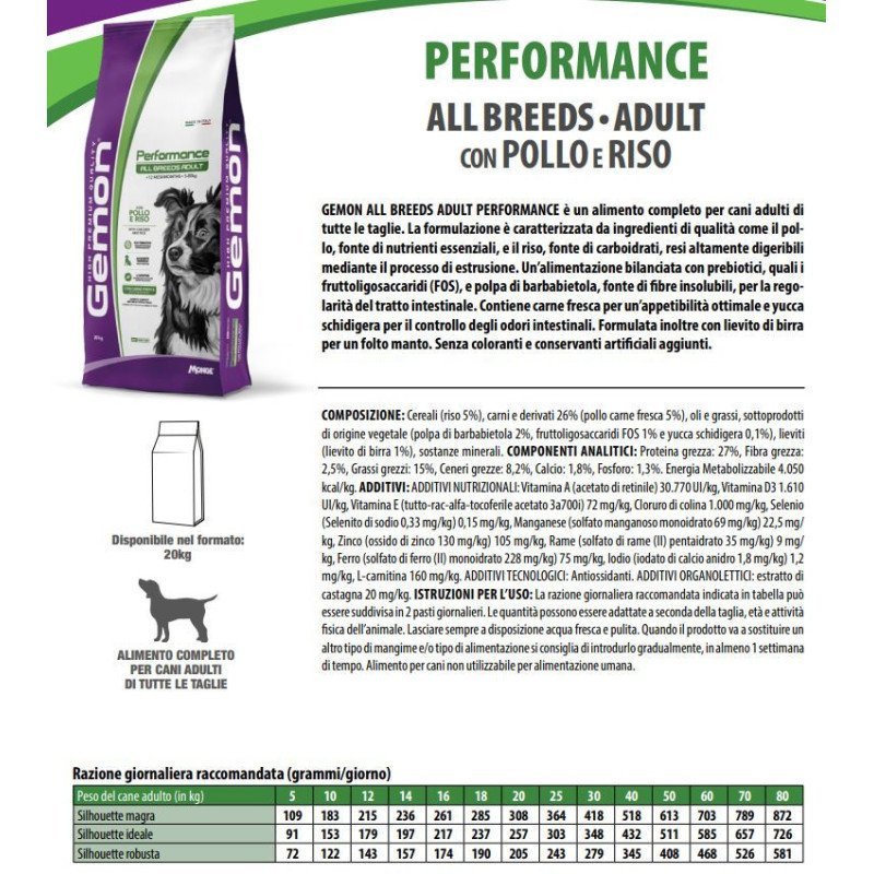 GEMON DOG ALL BREEDS CROCCANTINI PERFORMANCE 20KG