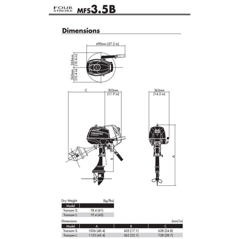 TOHATSU FUORIBORDO 4 TEMPI 3.5HP 7 ANNI DI GARANZIA