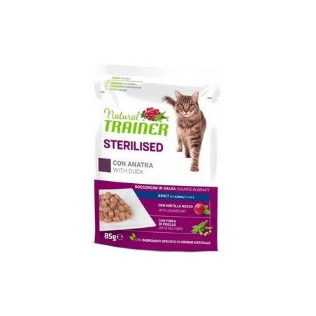 NATURAL TRAINER ADULT GATTO STERILISED AL ANATRA 85GR