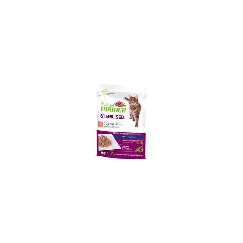NATURAL TRAINER ADULT GATTO STERILISED AL SALMONE 85GR