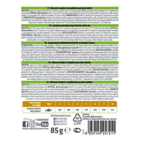 NATURAL TRAINER ADULT GATTO SENSITIVE ALL' AGNELLO 85GR