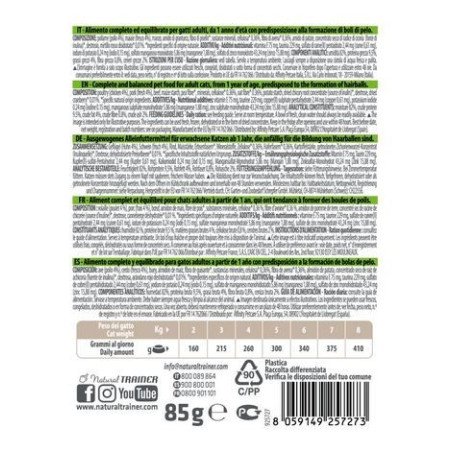 NATURAL TRAINER ADULT GATTO HAIRBALL POLLO 85GR