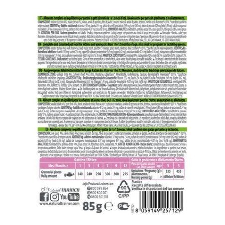 NATURAL TRAINER GATTO KITTEN E YOUNG TACCHINO 85GR