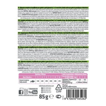 NATURAL TRAINER GATTO KITTEN E YOUNG TONNO 85GR