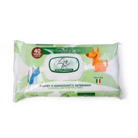 LEOPET SALVIETTE IGIENIZZANTI CON OLIO ESSENZIALE DI TEA TREE 40PZ