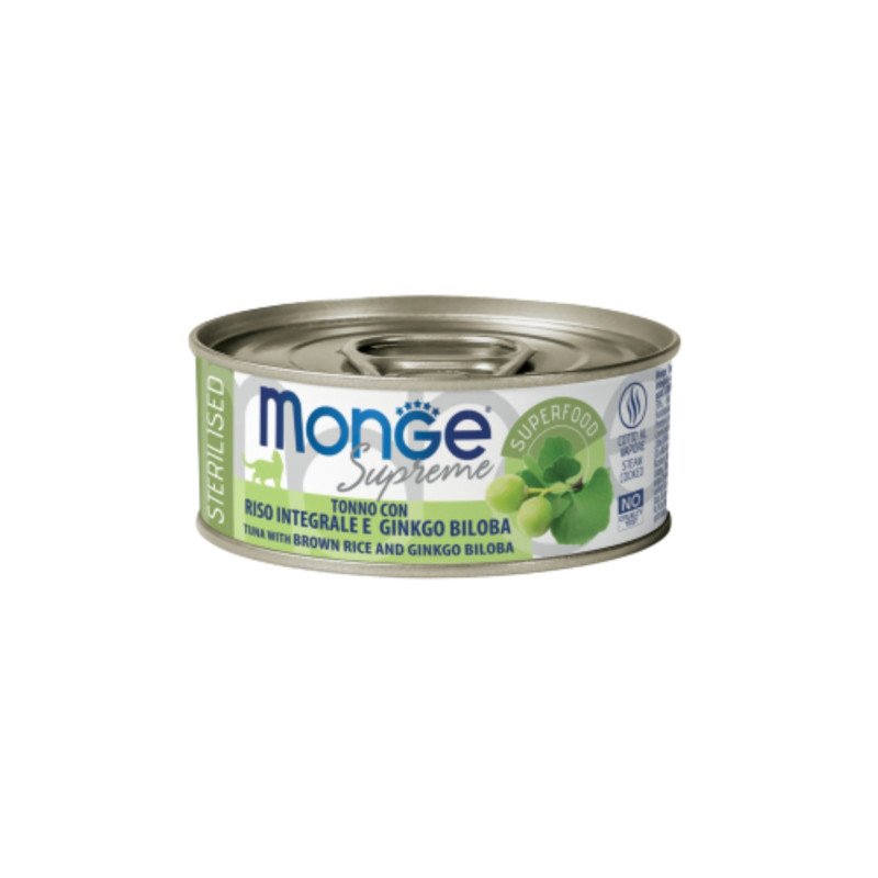 MONGE SUPREME STERILISED TONNO RISO INTEGRALE E GINKO 80GR