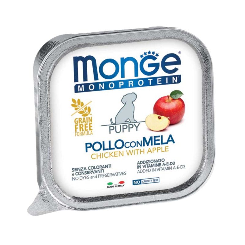 MONGE MONOPROTEIN PATE' PUPPY POLLO CON MELA 150GR