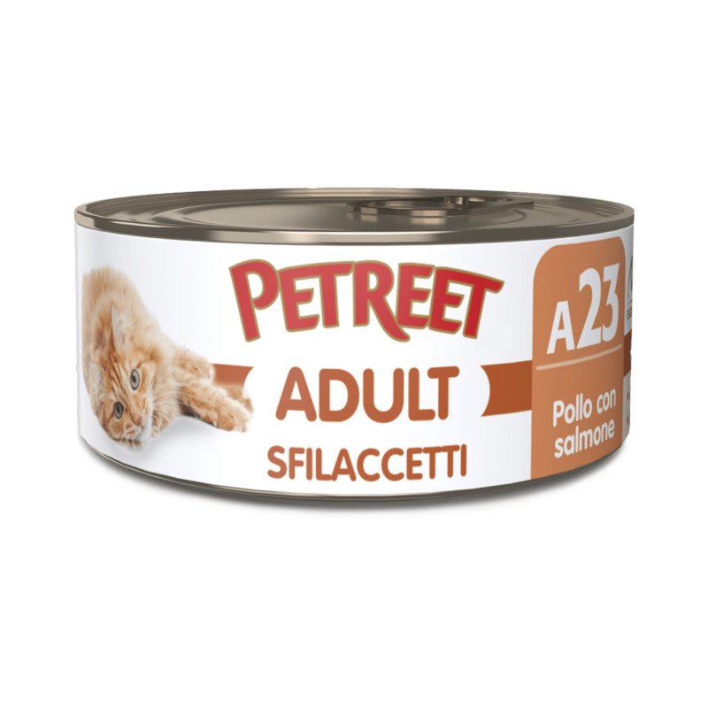 PETREET SFILACCETTI ADULT A23 POLLO CON SALMONE 70GR