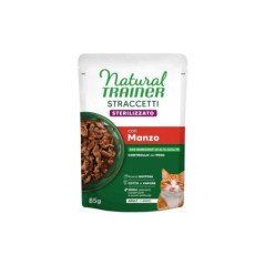 NATURAL TRAINER STERILISED STRACCETTI GATTO MANZO 85GR