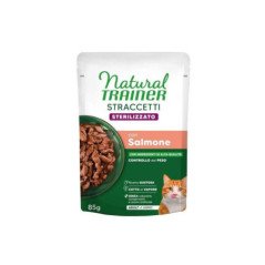 NATURAL TRAINER STERILISED STRACCETTI GATTO SALMONE 85GR