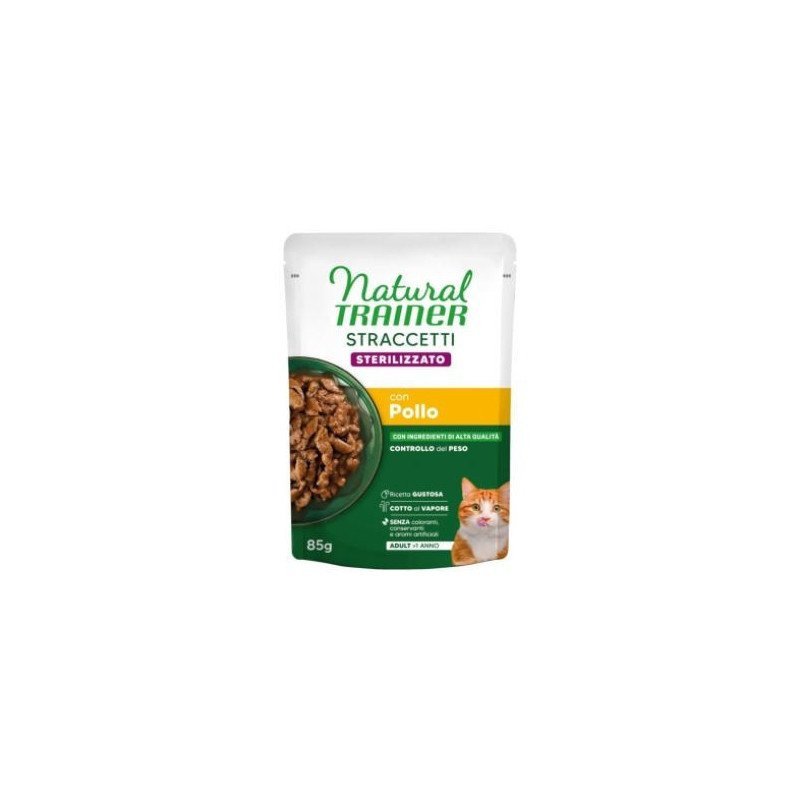 NATURAL TRAINER STERILISED STRACCETTI GATTO POLLO 85GR