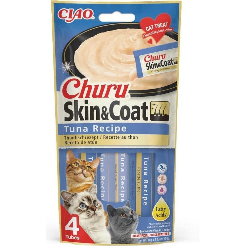 CHURU STICK SNACK GATTO SKIN&COAT TONNO 4 STICK