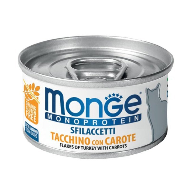 MONGE MONOPROTEIN SFILACCETTI TACCHINO CON CAROTE 80GR