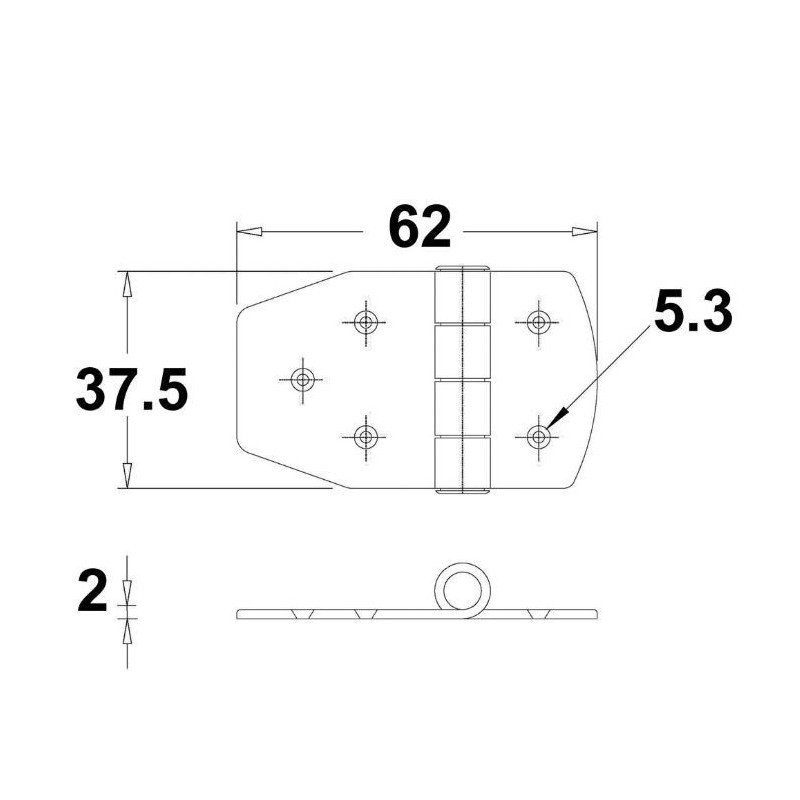 TREM CERNIERA INOX 62X38MM