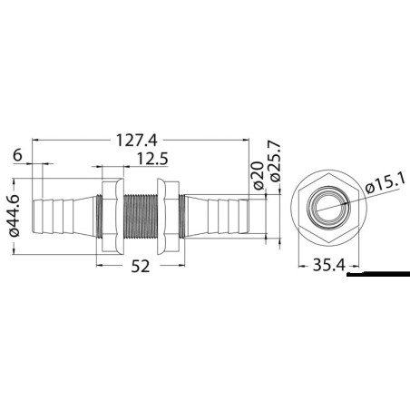 OSCULATI PASSAPARATIA 19/20 MM IN NYLON BIANCO
