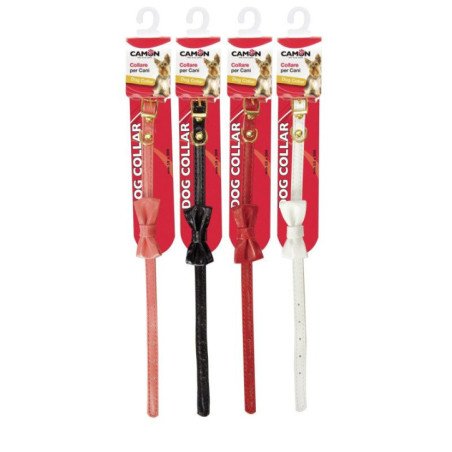 CAMON COLLARE SIMILPELLE CON FIOCCO 28CM