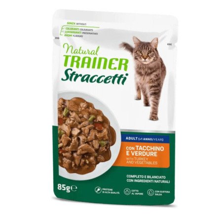 NATURAL TRAINER STRACCETTI GATTO TACCHINO VERDURE 85GR