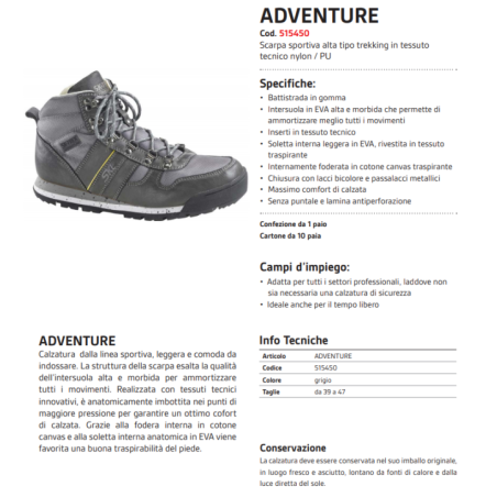NERI SCARPA SPORTIVA ALTA DA TREKKING SKL ADVENTURE