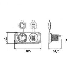 TREM PRESA 2 PORTE USB CON 1 ACCENDISIGARI