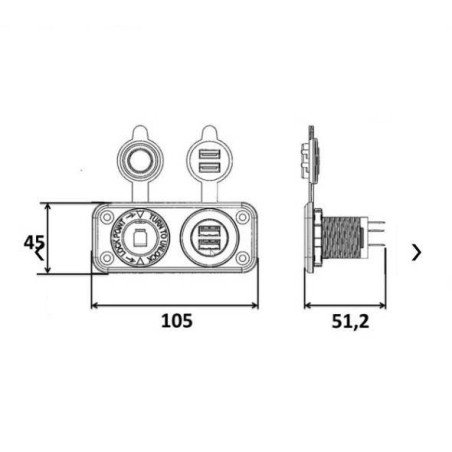TREM PRESA 2 PORTE USB CON 1 ACCENDISIGARI