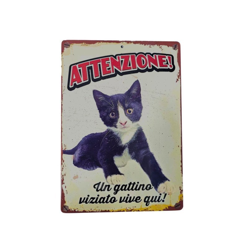 LEOPET TARGHETTA GATTINO VIZIATO VIVE QUI 15X21CM