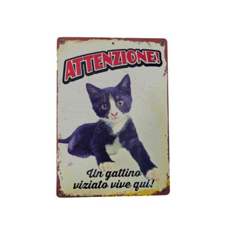 LEOPET TARGHETTA GATTINO VIZIATO VIVE QUI 15X21CM